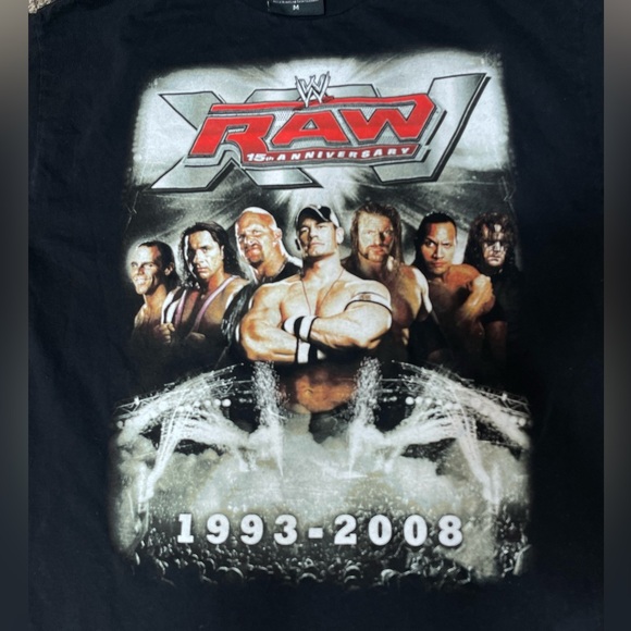 WWE Raw XV 15th Anniversary 1993-2008 Black T-Shirt Medium John Cena The Rock - Picture 6 of 7